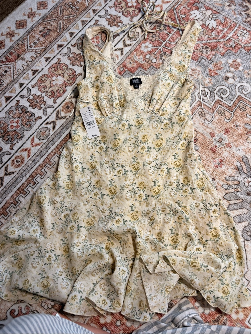 Floral Yellow Tie-Shoulder Sundress